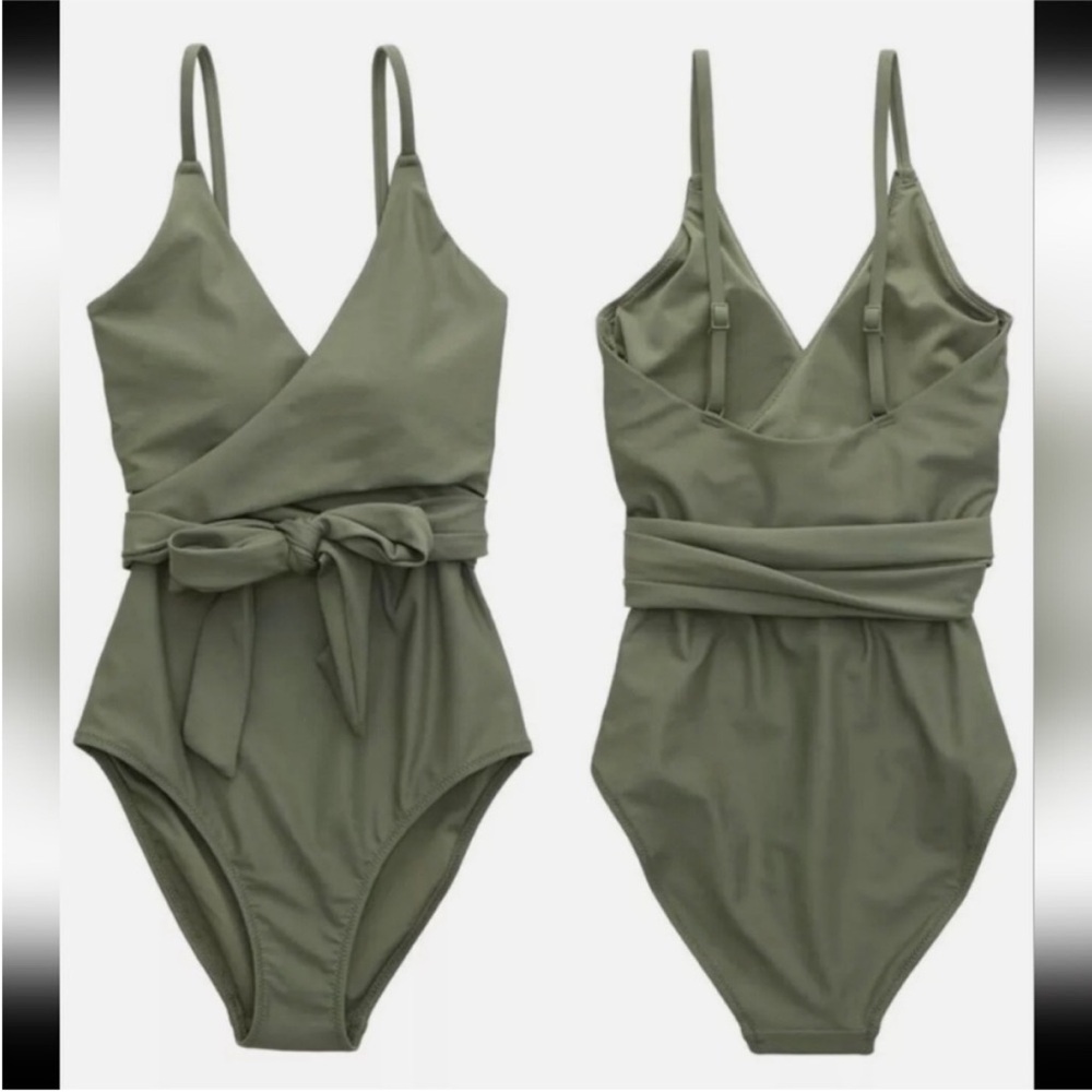 Aerie wrap around green one piece swimsuit